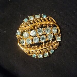 Vintage STAR Blue Rhinestone Brooch pin